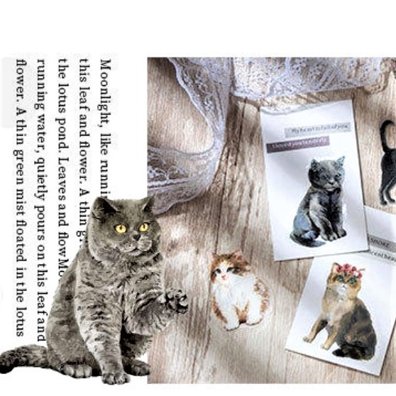 【特別注文】0070109 15種各2キャット 猫 リアル　ステッカー シール 文具 ステーショナリー DIY デコ 卸
